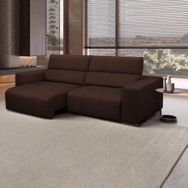 Imagem de Sofá Decorativo Barbosa 3 Lugares Sala de estar 250cm Reclinável e Retrátil Couro Marrom Chocolate G88 - Gran Belo