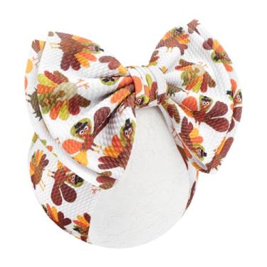 Imagem de YanJie Faixa de cabelo de 17,8 cm de ação de graças para meninas, faixa de cabelo de peru para recém-nascidos, acessórios de outono para bebês, meninas, Ação de Graças, laço de cabelo infantil