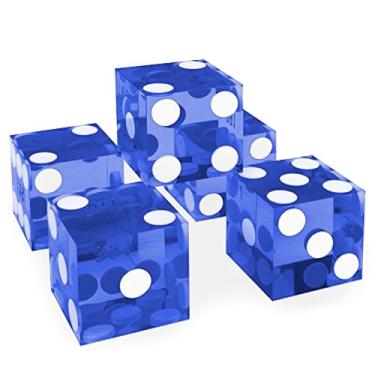 Imagem de Playzaic Casino Dice Set of 5 – 19mm Precision Craps Dice with Sharp Edges, Serialized Numbers, Balanced Weight, and Gift Packaging for Casino Games (Blue)