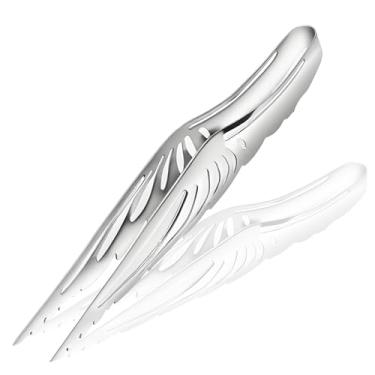 Imagem de Pinça de carvão resistente ao calor de 22,88 cm - Pinça profissional de carvão para narguilé com alça antiderrapante para uso em shisha, churrasco e lareira (pinça de carvão prateada, 23 cm)