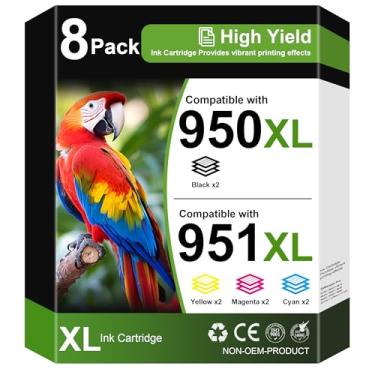 Imagem de Pacote combo de cartuchos de tinta 950XL 951XL compatível com substituição de tinta HP 950 951 para OfficeJet Pro 8600 8610