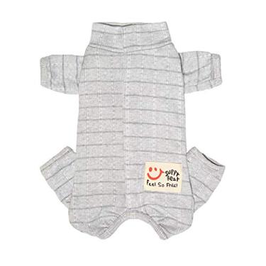 Imagem de Terno de recuperação para cães após cirurgia corte pet recuperação camisa cão feridas abdominais bandagens, protetor de feridas cobertura total body para cães para cirurgia fêmea cão evitar lamber (RSS08-cinza-GG)