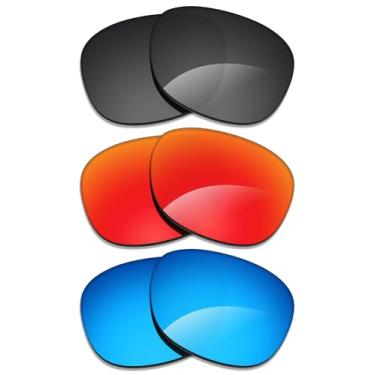 Imagem de Alphax 3 pares de lentes polarizadas de substituição para óculos de sol Ray Ban Clubmaster RB3507 51 mm - preto + azul + vermelho
