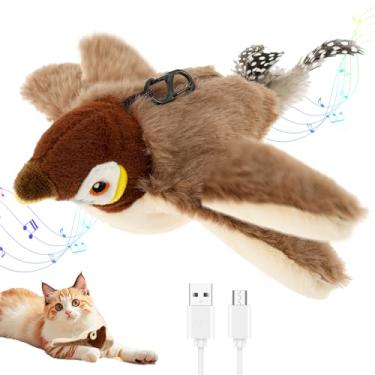 Imagem de Brinquedo elétrico para gatos, feltro, brinquedo interativo para gatos, sensor de toque embutido, 3 frequências de exercício, pássaro voador inteligente, adequado para animais de estimação (café)