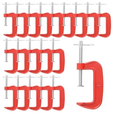 Imagem de SENJEOK Grampos C de ferro vermelho, abertura de 7,6 cm, pacote com 20 para marcenaria, soldagem