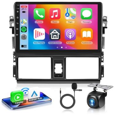 Imagem de Estéreo automotivo 2G + 64G Android 13 para Toyota Vios Yaris 2013-2016 com carplay sem fio Android Auto, tela sensível ao toque de 10,1 polegadas, suporte de rádio GPS/WiFi/Bluetooth/FM/SWC/câmera de
