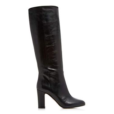 Imagem de Bigfanshu Botas femininas cano curto preto marrom cabeça redonda salto alto cano alto botas, Preto, 44 M EU