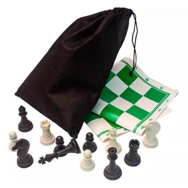 Imagem de Jogo Xadrez Oficial De Tabuleiro Napa 46x46cm Padrão Escolar Rei 10cm Peças de Xadrez Grande