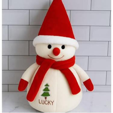 Imagem de Personagem de Neve de Pelúcia Natalina 22cm – Enfeite Fofo, Macio e Decorativo de Natal | Presente Encantador com Gorro e Cachecol Vermelho | Decoração de Natal Charmosa e Divertida - 1 UNIDADE