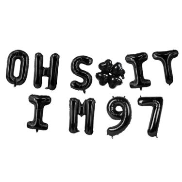 Imagem de Oh I'm 97! Balões de látex 40,6 cm preto hallo noventa e sete torcidas para 97 anos decoração temática para homem mulher feliz 97º aniversário festa estúdio foto adereço bandeira decorações