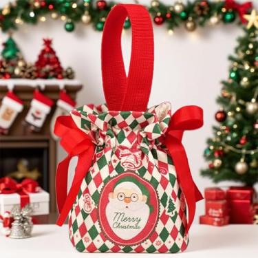 Imagem de 1 bolsa de cordão de lona de Natal linda bolsa de presente de biscoito doce de Natal 2026 bolsa de armazenamento para embalagem de presente de festa de Natal (nº 7)