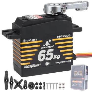Imagem de HobbyPark Waterproof 65kg Servos Brushless Motor High Torque RC Steering Servo Fast Speed Stainless Steel Metal Gears HV for 1/8 1/10 RC Crawlers Cars Trucks Buggy 180° Standard Programmable