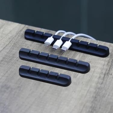 Imagem de Clipes de suporte de cabo, pacote com 3 cabos de gerenciamento, clipes organizadores, suporte autoadesivo para cabo USB/cabo de alimentação/cabo de carregamento, carro e mesa, casa e escritório (4-6-8