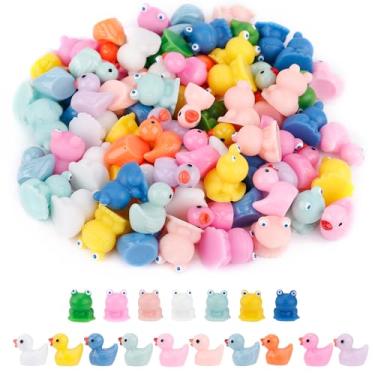 Imagem de 40 bonecos de sapos minúsculos e 40 peças de mini patos de resina, sapos de resina em miniatura, bonecos de pato minúsculos ornamentos de animais para artesanato, decoração de paisagem de jardim