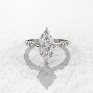 Imagem de Anéis de noivado de zircônia cúbica de losango banhado a ouro branco e ouro, alianças de compromisso, festas noturnas, presentes de dia dos namorados, alianças de eternidade para mulheres, 9, Cobre