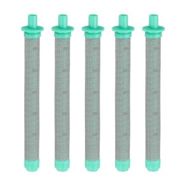 Imagem de 5 filtros de pistola de pulverização sem ar, 60 filtros de tela de substituição de tela de alta pressão de malha, filtro de tinta, acessórios de pulverização de substituição, tipo pushon, verde