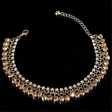 Imagem de Tornozeleira retrô com borla liga de dança praia rua tiro sino para mulheres (ouro)