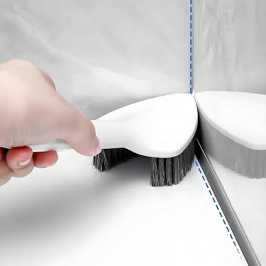 Imagem de Escova de limpeza doméstica removível 3 em 1, escova multifuncional com cerdas duras e alça, escova de limpeza ideal para cozinha, banheiro, janela, sapatos, branca