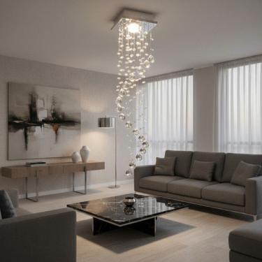 Imagem de Lustre Para Cabeceira, Sala, Corredor Cristal K9 Base 14x14