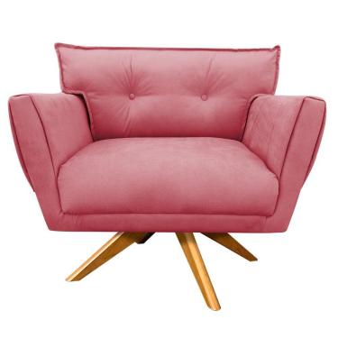 Imagem de Poltrona Giratória Anitta Suede Base Madeira Rose