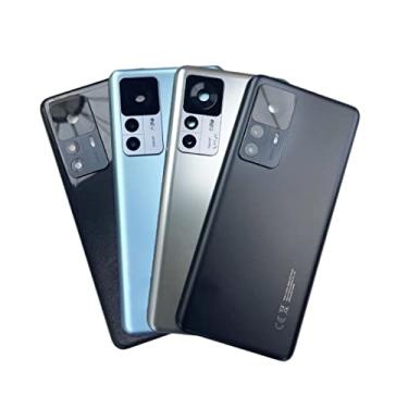 Imagem de SHOWGOOD Capa de bateria traseira para Xiaomi 12T Capa traseira para Mi 12T Pro peças de reposição de capa de vidro (12T preto brilhante)