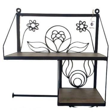 Imagem de Suporte Prateleira Em Ferro Cor Preta Duplo Para Cozinha