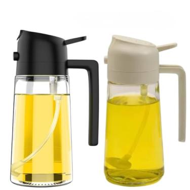 Imagem de Spray de Azeite Vinagre e Óleo 2 x 1 Galheteiro 470 ml de Vidro(Um Preto e Um Creme)