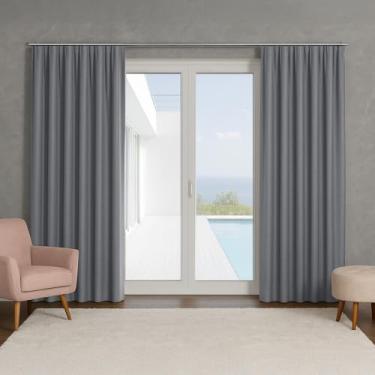 Imagem de Cortina Basic Blackout Tecido Corta Luz 3,00x2,70m para Trilho Suiço 2m (Chumbo)