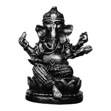 Imagem de WeiLaiKeQi Estátua do Senhor Ganesha, Estatueta de Ganesha, Ornamento Portátil e Criativo de Colecionador, Escultura de Buda para Presente, Painel do Carro ou, Preto 4.7x4.2x6cm