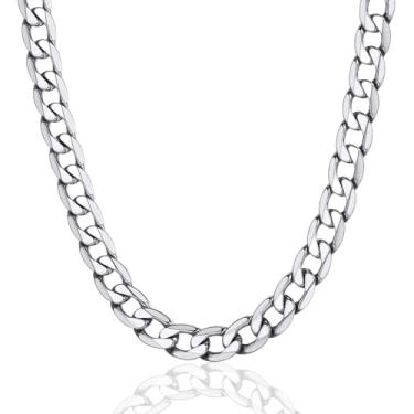 Imagem de Colar masculino de corrente cubana resistente da ChainsPro, 4/5/6/9/12/13/15 mm de largura, 14" 18" 20" 22" 24" 26" 28" 30" de comprimento, estilo legal hip-hop, aço inoxidável 316L/banhado a ouro 18K/preto (com caixa de presente)