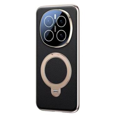 Imagem de POYUFRG Capa magnética para Honor Magic 8 Pro/Magic 8, capa de couro galvanizada fina com suporte giratório, capa de proteção de lente com tudo incluído, preta, 8 Pro