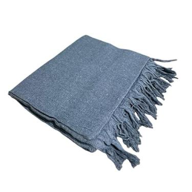 Imagem de Manta para Sofá e Cama 100% Algodão Grande com Franjas – Decoração Elegante para Sala e Quarto (Cinza Escuro)
