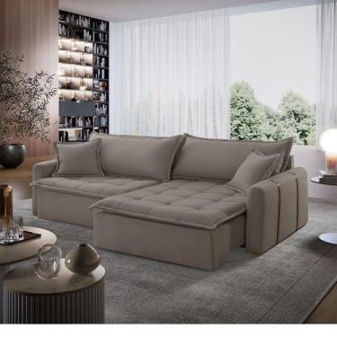 Imagem de Sofá Cama Arizona Veludo em Madeira Eucalipto 230cm Braço 15 cm Meu So