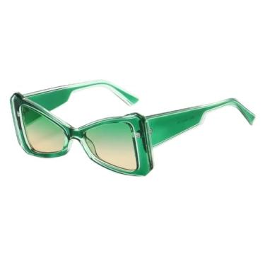 Imagem de HCPIHF Óculos de sol vintage estilo borboleta, feminino, gradiente, luxo, masculino, punk, uv400 (verde-verde-marrom)