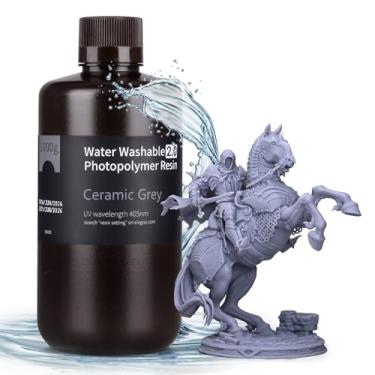 Imagem de ELEGOO Resina lavável 2.0 para impressora 3D Cinza Cerâmica 1KG - Resina de fotopolímero padrão de cura UV 405nm para impressão 3D LCD/MSLA/DLP