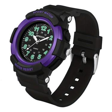 Imagem de Relógio De Quartzo Sandavisor Analógico Minimalista Preto Roxo