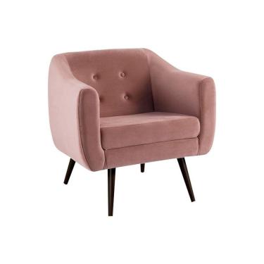 Imagem de Poltrona Decorativa Sala De Estar Pés Palito Cuddle Veludo Rosa - Gran Belo