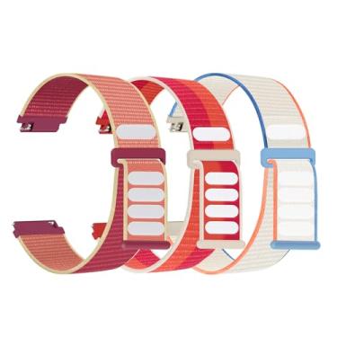 Imagem de (Pacote com 3) Pulseira de relógio de nylon, compatível com 20 mm, 22 mm, liberação rápida, ajustável, pulseira de tecido elástico unissex (omemã + peônia + branco cremoso, 22 mm)
