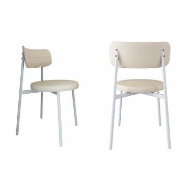 Imagem de 2 Unidades Cadeira Kyta Fixa C/4 Pés 50 X 44,7 X 83,8 Cm Pés Brancos. Corriente Areia Corriente Areia