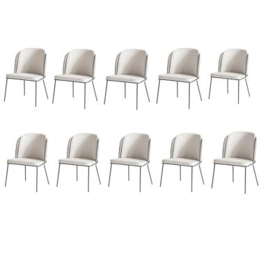 Imagem de Kit 10 Cadeiras Tay Para Sala De Jantar E Espaço Gourmet-costas Linho 60-frente Linho 22