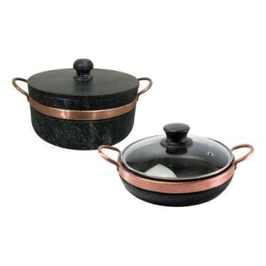 Imagem de Kit panela + frigideira de pedra sabão - A PANELA DE PEDRA