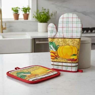 Imagem de Kit Luva Térmica Forno Com Descanso De Panela Cozinha Duhome Descanso 