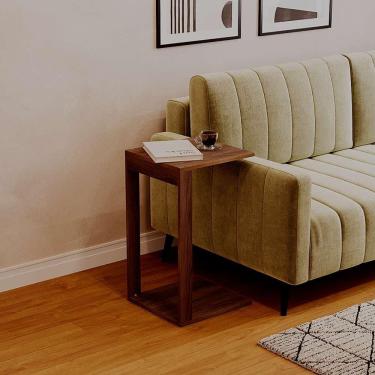 Imagem de Mesinha Lateral de Apoio Nogal Sala Quarto 38x36x65cm