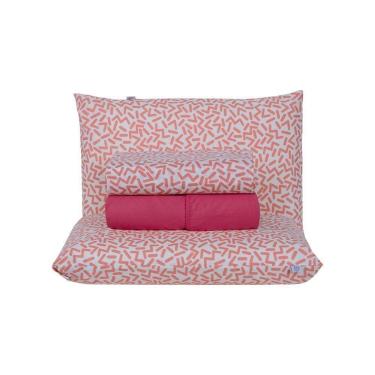 Imagem de Jogo De Lençol 4 Peças Queen Percal 180 Fios Homme 60% Algodão 40% Poliéster - Gummy Pink