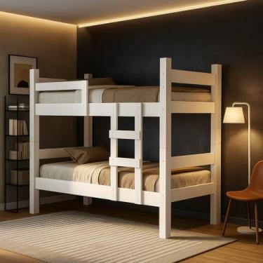 Imagem de Beliche Solteiro Letícia Com Duas Camas em MDF (Branco)