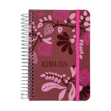 Imagem de Agenda 2026 Média Diaria Floral Vinho - Confetti