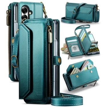 Imagem de Asuwish Capa de celular para Samsung Galaxy Z Fold 7 com zíper e compartimento para caneta S e alça de pulso com bloqueio de RFID, suporte para cartão de crédito, acessórios para celular ZFold Z7 G