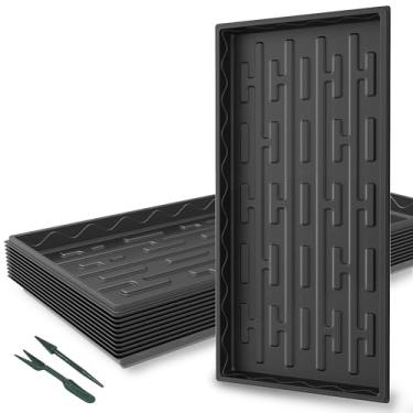 Imagem de Gardzen Pacote com 10 bandejas de cultivo 1020, bandejas de cultivo de plantas reutilizáveis, ideais para criação de sementes, microgreens, jardinagem interna e viveiros de plantas em estufa