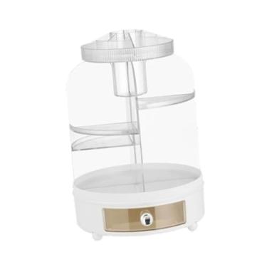 Imagem de predolo Organizador de maquiagem rotativo 360 °, organizador cosmético multiuso, recipiente de pincéis para de lápis de sobrancelha, Branco