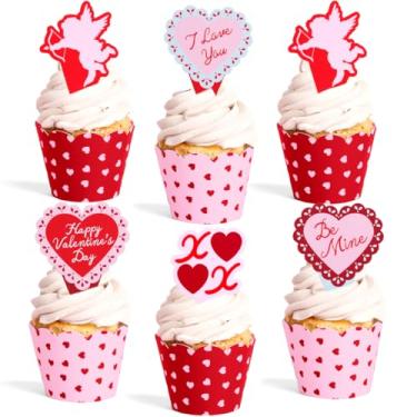 Imagem de xo, Fetti Be Mine Cupcake Toppers | Valentine's Day, Pink, Red, Cupid, Heart, XOXO, Party Decor, Love, Romantic